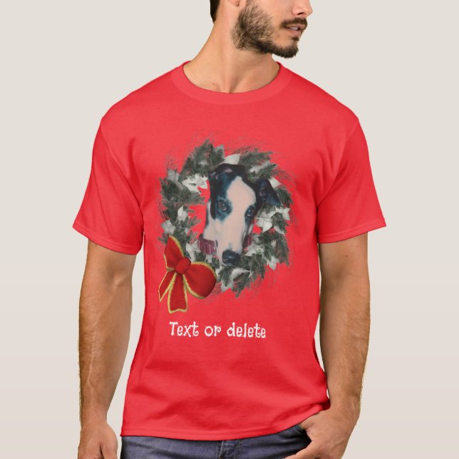 Camiseta Coroa de Natal Greyhound Personalizada (Frente)