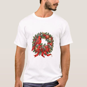 Camiseta Coroa de Natal Perene Cardinal de Inverno