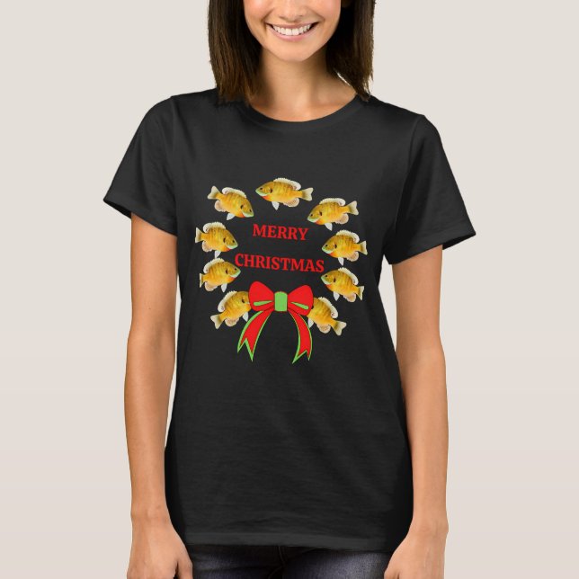 Camiseta Coroa de Peixe-Lua Feliz Natal (Frente)