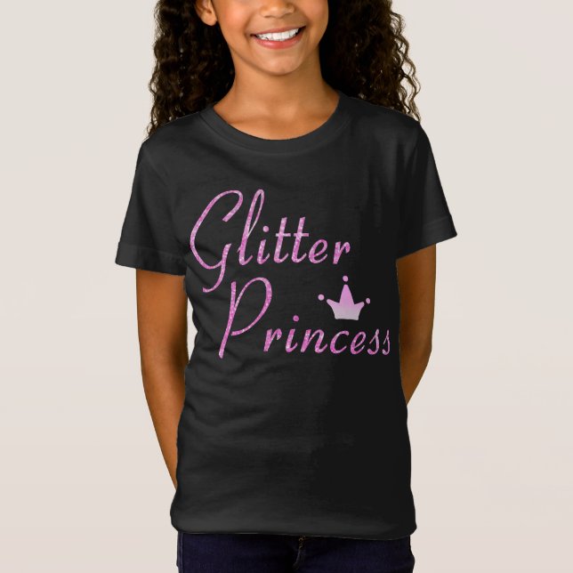 Camiseta Coroa de Princesa Brilho Rosa Brilho Faíscas (Frente)