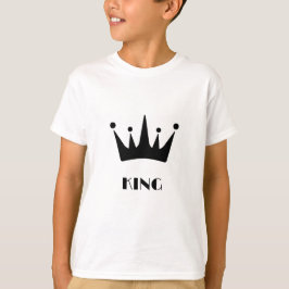 Camiseta Coroa de texto personalizado KING cor preta infant
