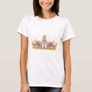 Camiseta coroa dourada de diamantes cardíacos