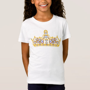 Camiseta coroa dourada de diamantes cardíacos moda brilhant