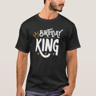 Camiseta Coroa Dourada Do Rei Aniversário Para Meninos E Ho