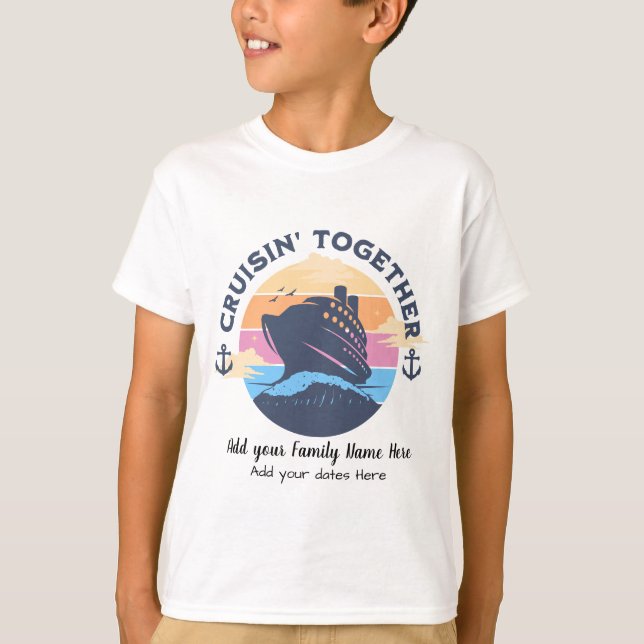 Camiseta Coroa Familiar Cute Cruise Cores Sunset Crianças P (Frente)