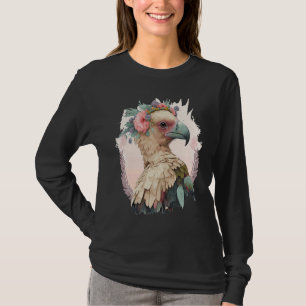 Camiseta Coroa Floral de Flor Silvestre de Ave de Vulture F