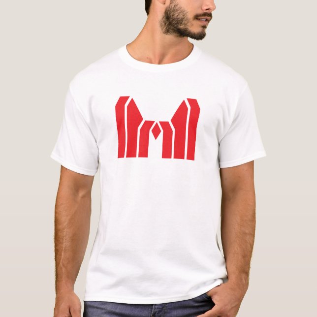 Camiseta Coroa Geométrica Vermelha Letra M (Frente)