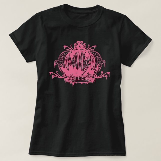 Camiseta Coroa Gótica Diminuída Rosa (Frente do Design)