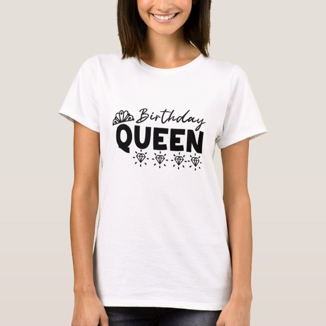 Camiseta Coroa, Rainha Aniversário, Rainha Aniversário (Frente)