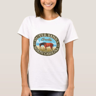 Camiseta Corolla Outer Banks na Carolina do Norte Cavalo Se