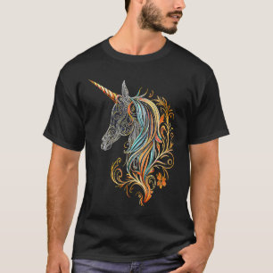 Camiseta Corpo Colorido de Cabeça de Unicórnio Magnético Ma