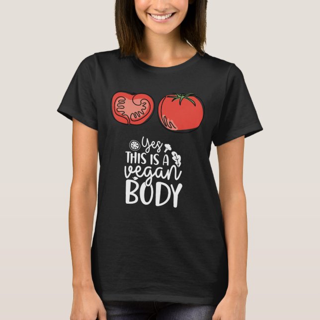 Camiseta Corpo de vegan com engraçado tomate (Frente)