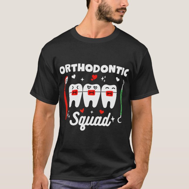 Camiseta Corpo Ortodontista Esquadrão Ortodontista Válvulas (Frente)