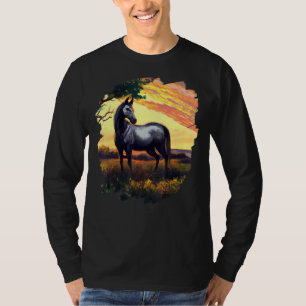 Camiseta Corpo Pintura Vintage Horas Anéis Retro Horseback