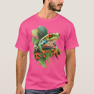 Camiseta Corpo Verde Sapo de Árvore Vermelha da Floresta Tr