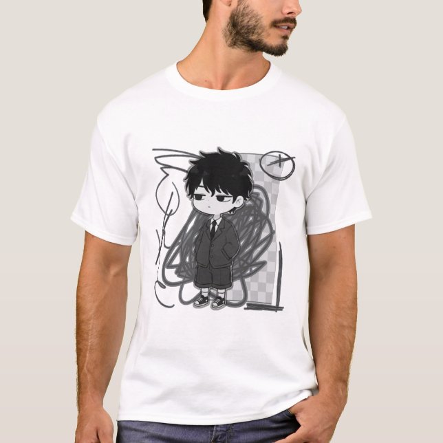 Camiseta Corporate Burnout Relatable Chibi Boy Suit Illustr (Frente)