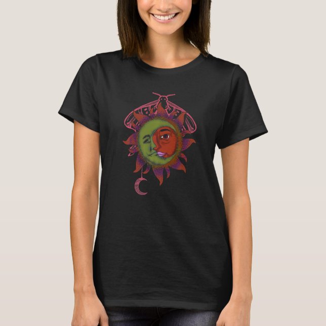 Camiseta Corpos Celestes Universo Astronomia Boho Sol Lua  (Frente)