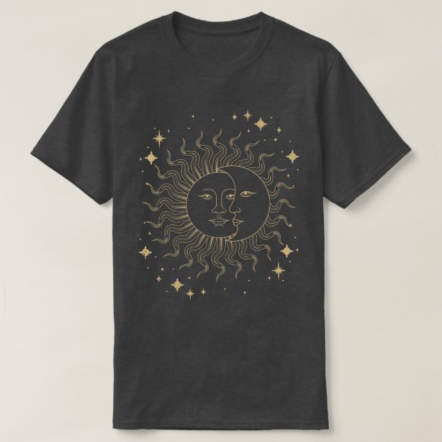 Camiseta Corpos Celestiais Boho Sun Astronomia da Lua (Frente do Design)