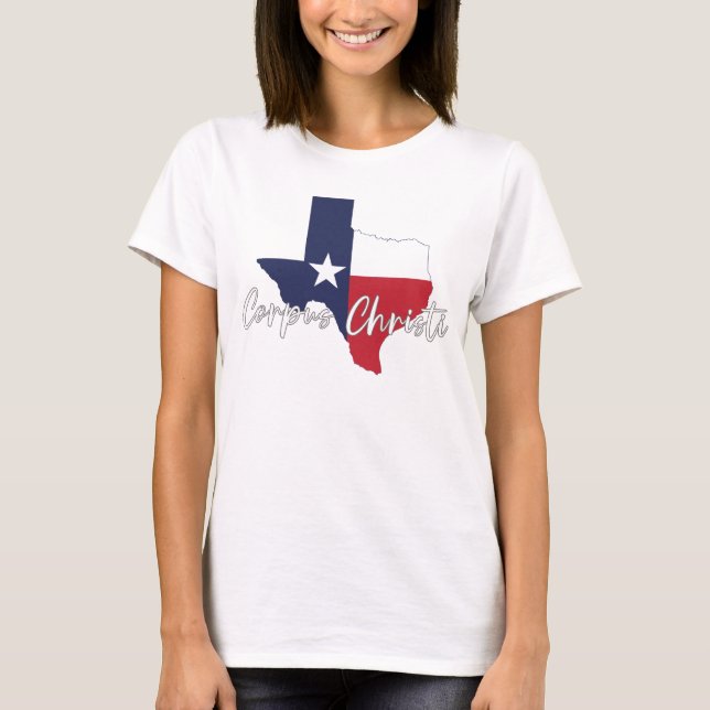 Camiseta Corpus Christi, Texas Flag Map Women's White (Frente)