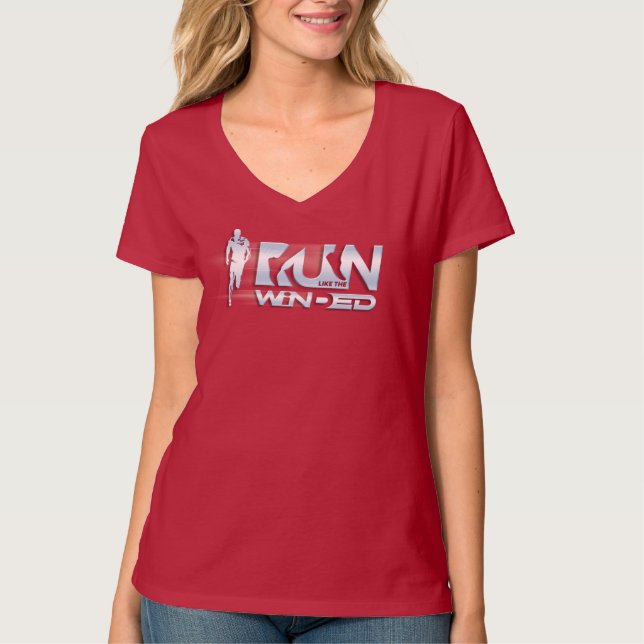 Camiseta Corra Como O Vencido | Pescoço-V feminino (Frente)