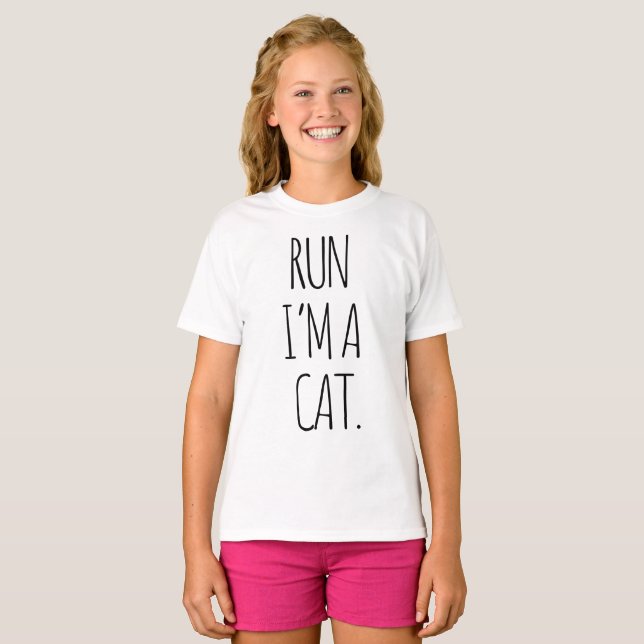 CAMISETA CORRA EU SOU UM GATO   (Frente Completa)