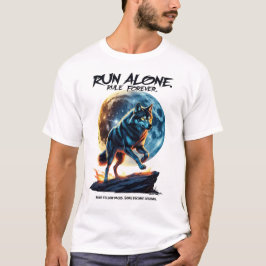 Camiseta Corra Sozinho. Regra para sempre - Design do Lobo