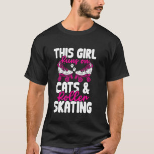 Camiseta Corre Em Gatos E Patinação De Rolo Engraçado Patin