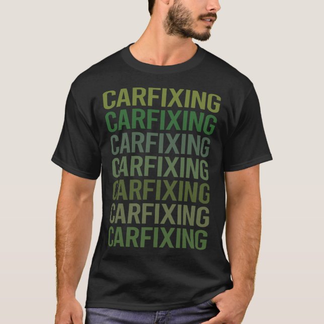Camiseta Correção de Carros de Texto Verde (Frente)