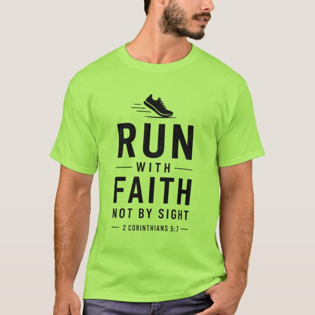 Camiseta Corredor Cristão Versículo da Bíblia Fé Correndo M (Frente)