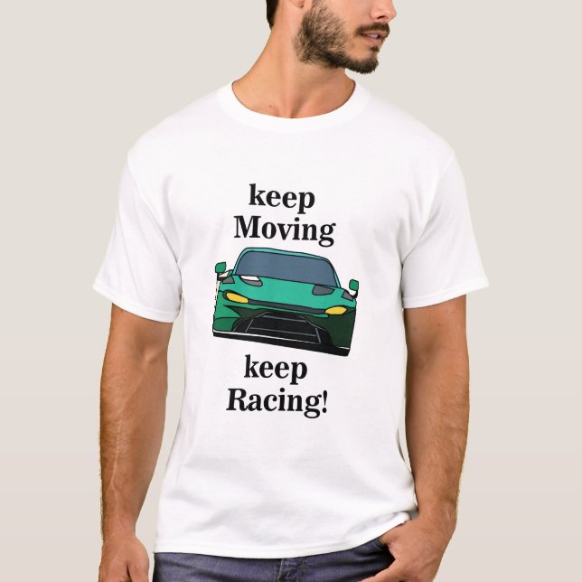Camiseta Corredor de Carro de Corrida Correndo (Frente)