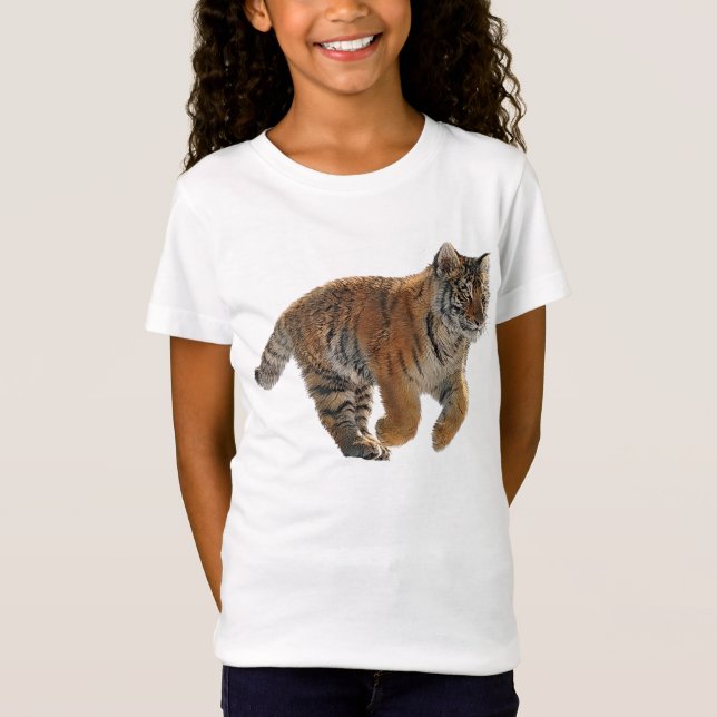 Camiseta Correndo Arte Selvagem Amur Tiger Cub (Frente)