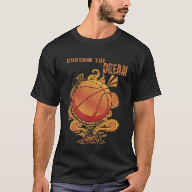 Camiseta Correndo atrás do sonho de enterrada de basquete (Frente)