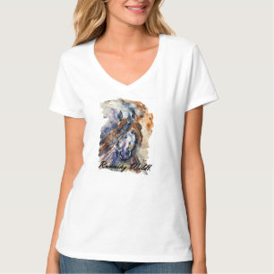 Camiseta Correndo Cavalo Selvagem, Pintura Por Aquarela, Im