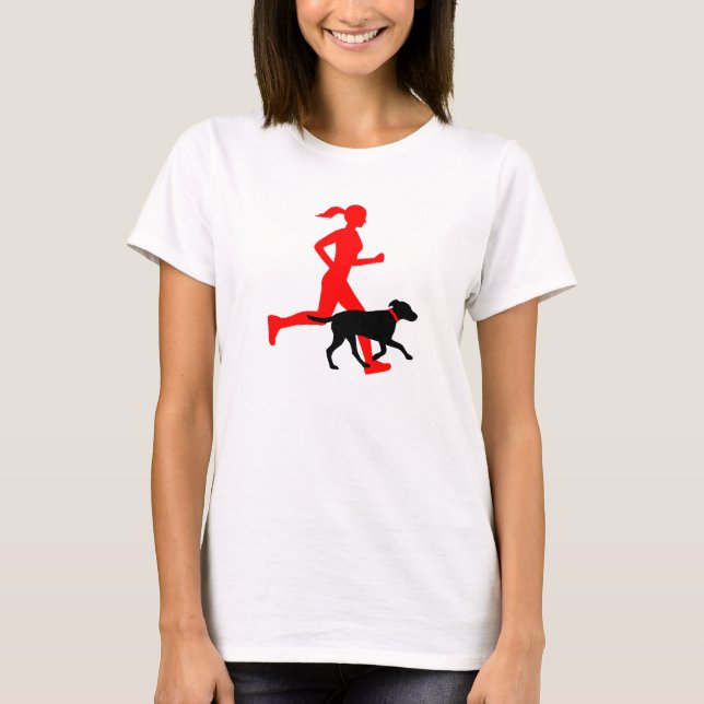 Camiseta Correndo com cão (vermelho/preto) (Frente)
