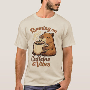 Camiseta Correndo em Cafeína e Vibrações Capivara Amante de