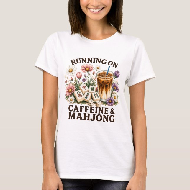 Camiseta Correndo em Cafeína & Mahjong (Frente)
