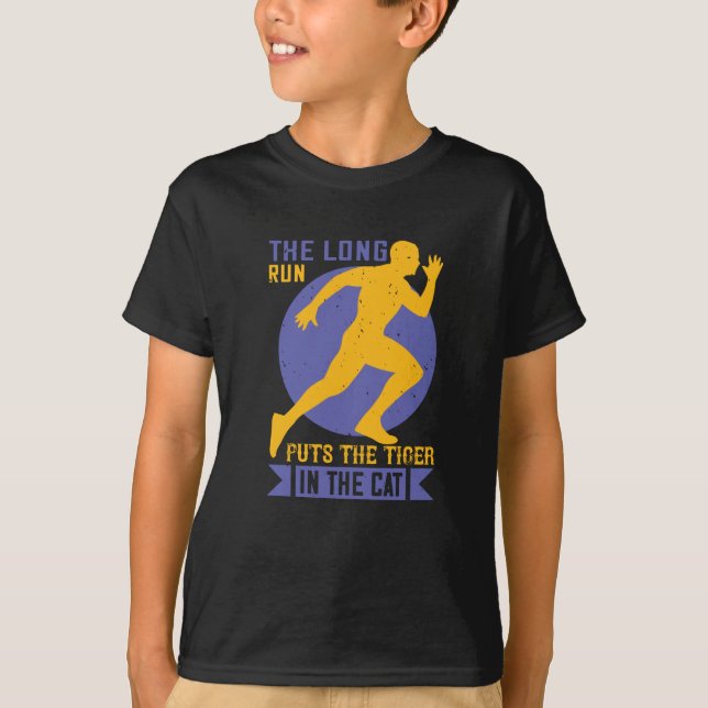 Camiseta Correndo - Longa corrida coloca tigre no gato (Frente)