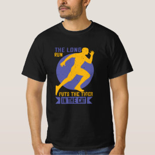 Camiseta Correndo - Longa corrida coloca tigre no gato