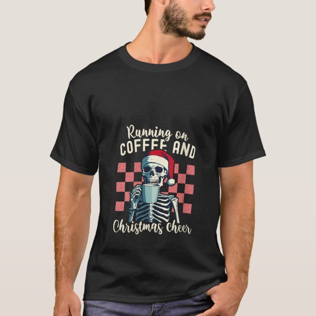 Camiseta Correndo no Café e no Natal Cheer Sk (Frente)