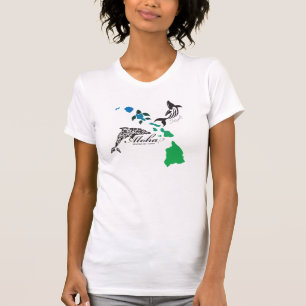 Camiseta Corrente das ilhas de Havaí - golfinho e baleia d