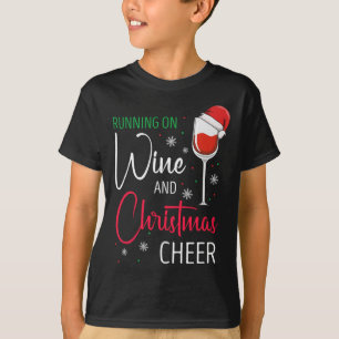 Camiseta Correr Com Vinho E Feliz Humor De Natal