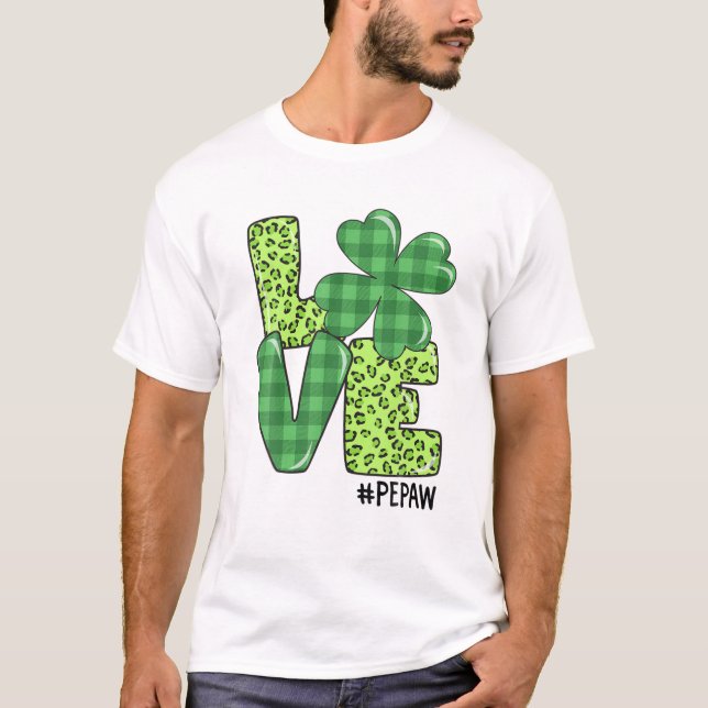 Camiseta Correspondência Com O Amor Familiar Pepaw Shamrock (Frente)