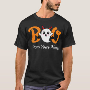 Camiseta Correspondência da Família Boo Crew Orange Hallowe