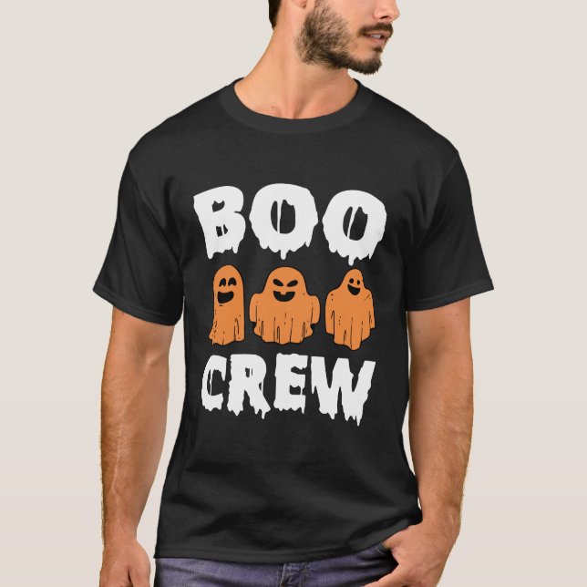 Camiseta Correspondência da Família Boo Crew Orange Hallowe (Frente)
