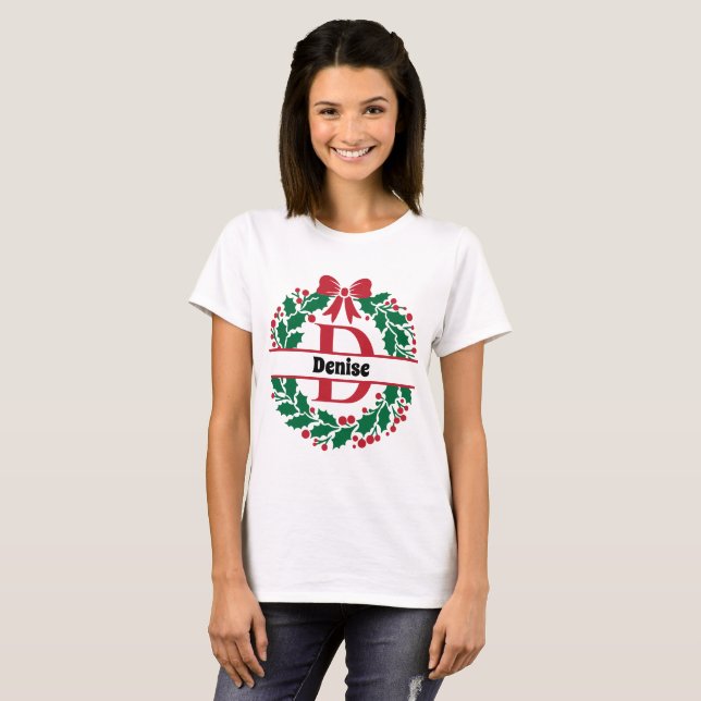 Camiseta Correspondência da família da coroa natalícia Letr (Frente Completa)