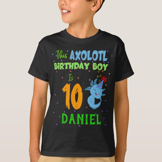 Camiseta Correspondência de Aniversário Personalizado Axolo (Frente)