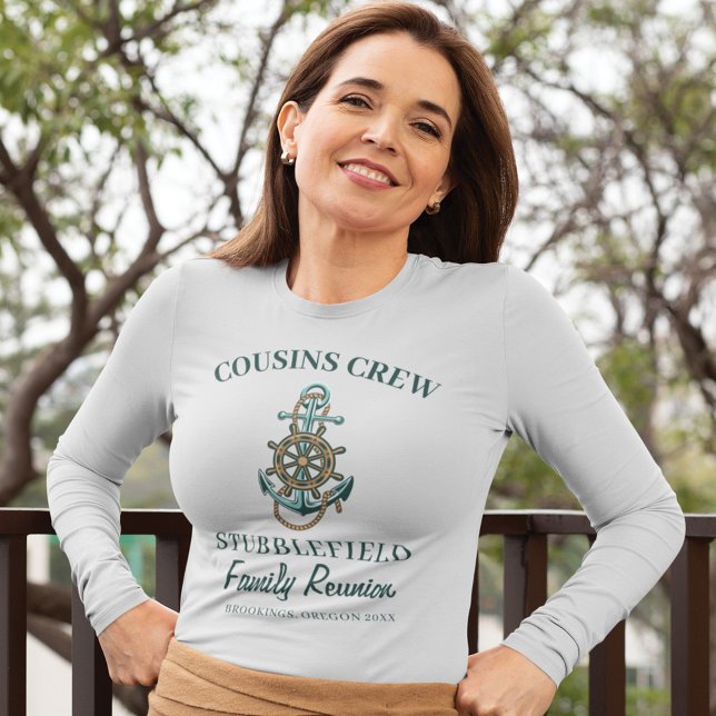 Camiseta Correspondência de Barcos de Âncora da Tripulação  (Criador carregado)