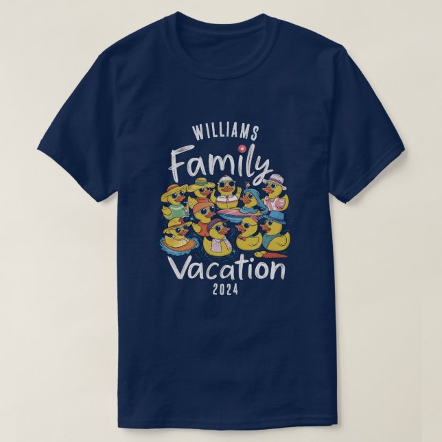 Camiseta Correspondência de Grupo de Patos de Férias Famili (Frente do Design)