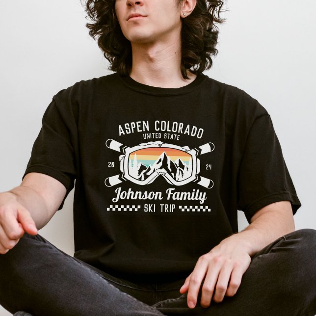 Camiseta Correspondência de Grupos de Esqui de Amigos Perso (Criador carregado)