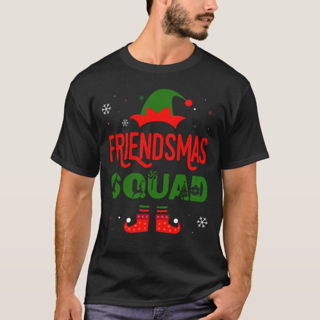 Camiseta Correspondência de Tema de Amizade Elf de feliz (Frente)
